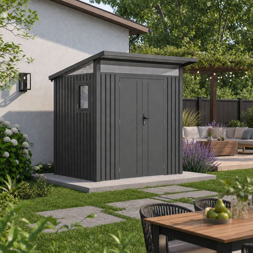 Gazebo Penguin Arvada Metal Shed, Dark Grey