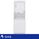 GE White 2.6 cu. ft. (I.E.C) Washer and 4.4 cu. ft. Dryer Gas Laundry Center product image 1