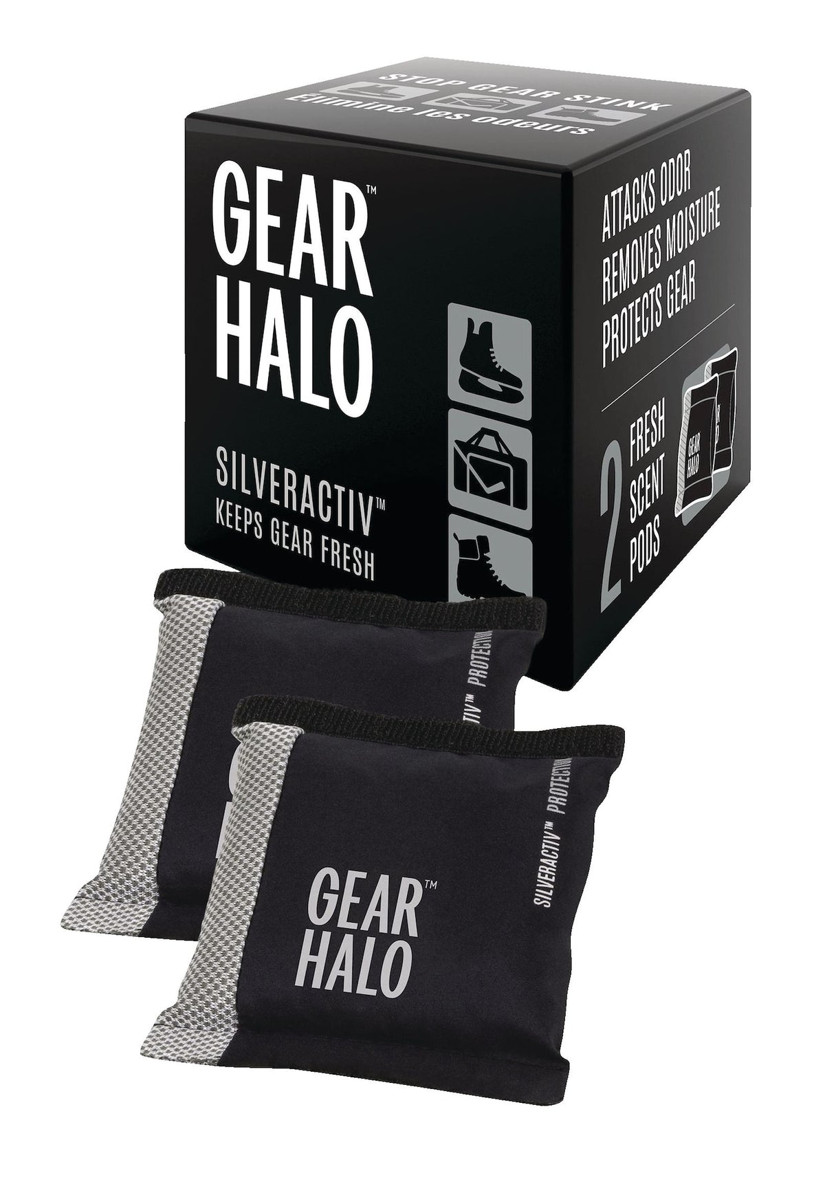 GearHalo SilverActiv Sports Equipment Deodorizer Pods - Stops The Stink!, 2-pk