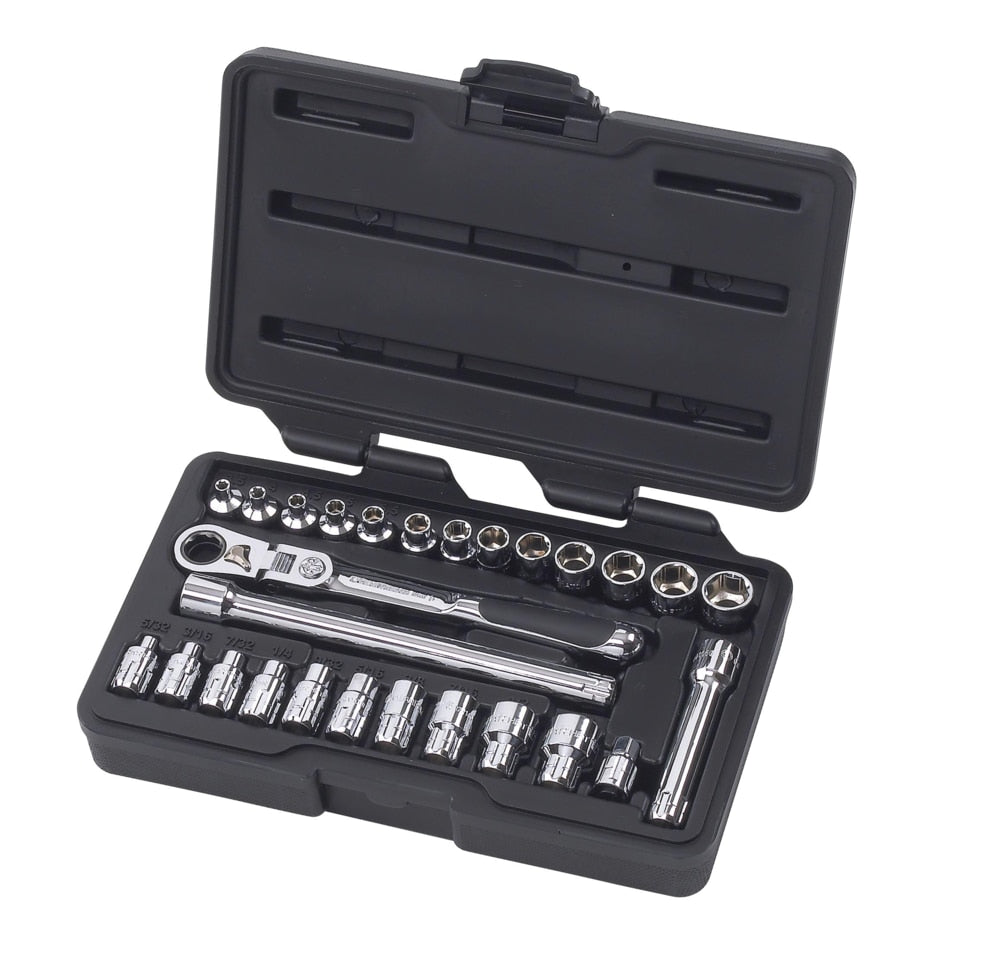 GearWrench Pass-Thru 1/4-in Drive Socket Set 27-pc, SAE/Metric