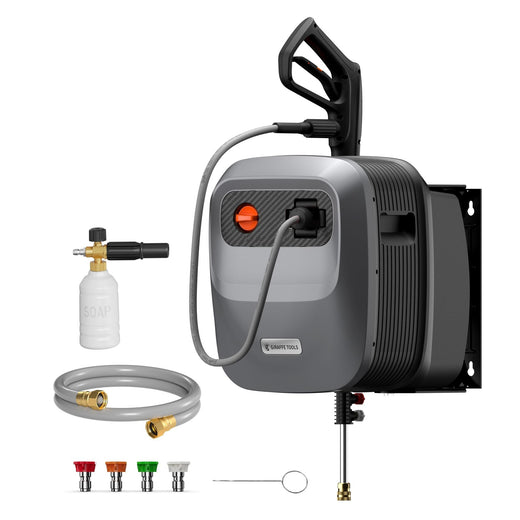 Giraffe Tools Grandfalls G20 Wall Mounted 1900 PSI 2.2 GPM Brushless Electric Pressure Washer with 65-ft Retractable Hard Hose