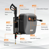 Giraffe Tools Grandfalls G20 Wall Mounted 1900 PSI 2.2 GPM Brushless Electric Pressure Washer with 65-ft Retractable Hard Hose image 3