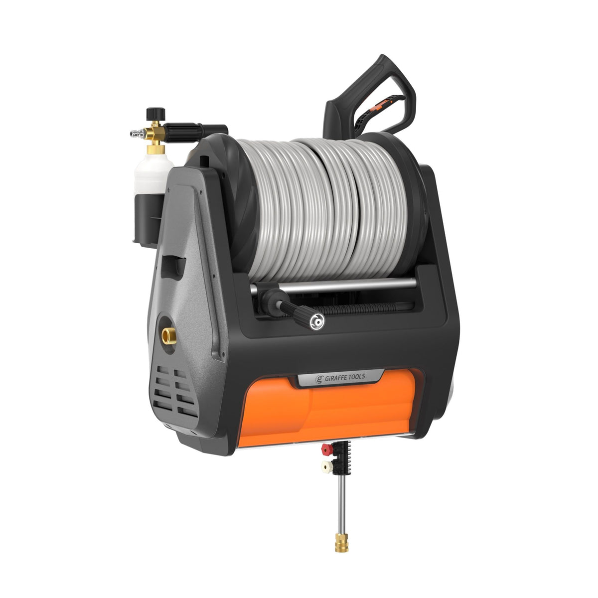 Giraffe Tools Grandfalls Pro Wall Mounted 2700 PSI 1.6 GPM Brushless Retractable Electric Pressure Washer with 100-ft Hard Hose