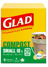 Glad Small 100% Compostable Febreze Lemon Scented Food Waste Bags, 20-pk, 10-L image 2