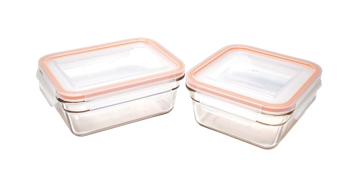 Glasslock Food Storage Container and Lid Set with Airtight Seal, Rectangular, Various Sizes, 6-pk, with Lids