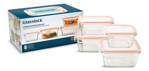 Glasslock Glass Food Storage Container Set with Leakproof Lids, 4 Count