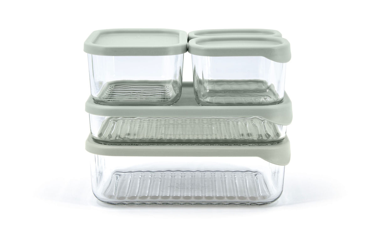 Glasslock Modular Reusable Glass Fridge Food Storage Container Set with Peel-Off Lid, 5 Count