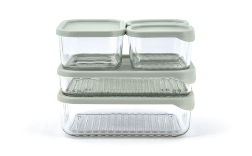 Glasslock Modular Reusable Glass Fridge Food Storage Container Set with Peel-Off Lid, 5 Count