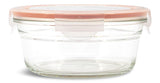 Glasslock Round Glass Food Storage Container with Leakproof Lid, 850-mL
