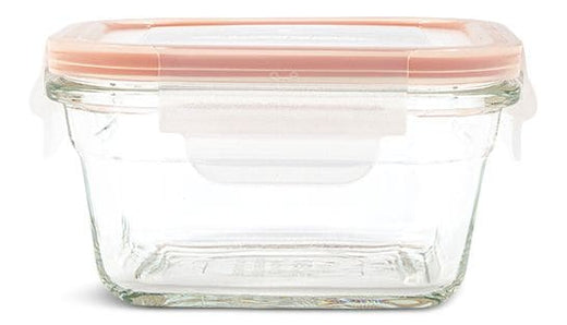 Glasslock Square Glass Food Storage Container with Leakproof Lid, 405-mL