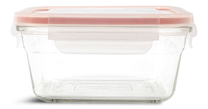 Glasslock Square Glass Leakproof Food Storage Container with Lid, 900-mL