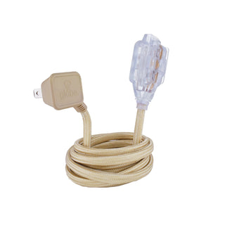 Globe 9-ft 16/2 Fabric Extension Cord, Right Angle Plug, 3 Outlets, Gold