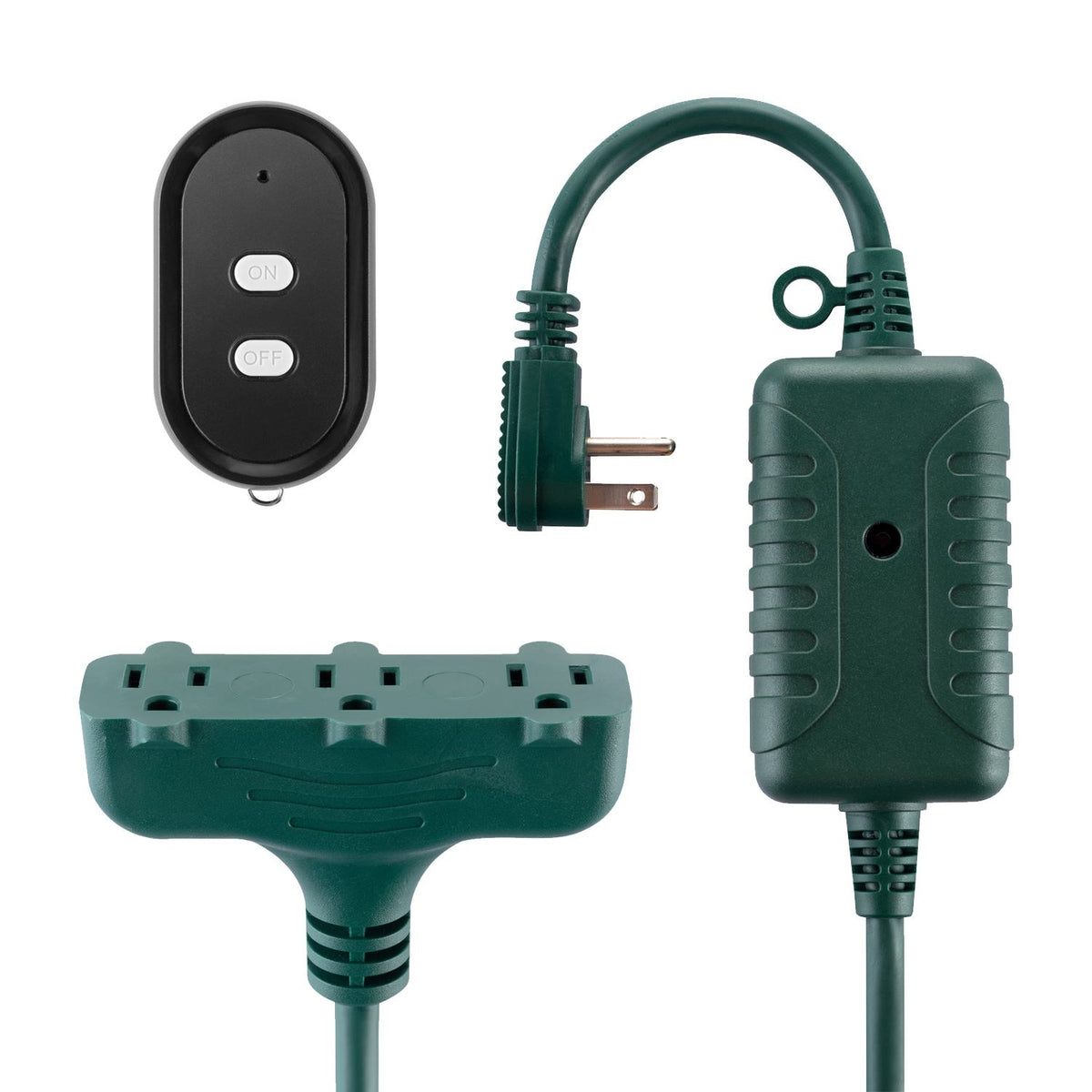 Globe Electric 50-ft 14/3 Outdoor Power Cord with Wireless Remote & 3 Grounded Outlets, Green