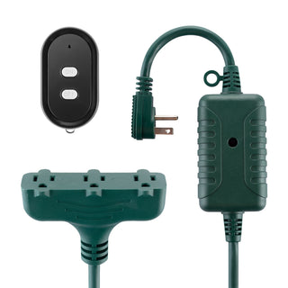 Globe Electric 50-ft 14/3 Outdoor Power Cord with Wireless Remote & 3 Grounded Outlets, Green