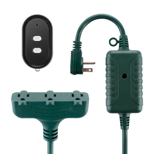 Globe Electric 50-ft 14/3 Outdoor Power Cord with Wireless Remote & 3 Grounded Outlets, Green