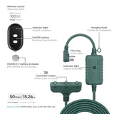 Globe Electric 50-ft 14/3 Outdoor Power Cord with Wireless Remote & 3 Grounded Outlets, Green image 6