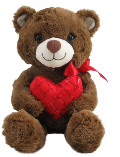 Goffa Valentine's Day 12-in Brown Bear with Heart Plush