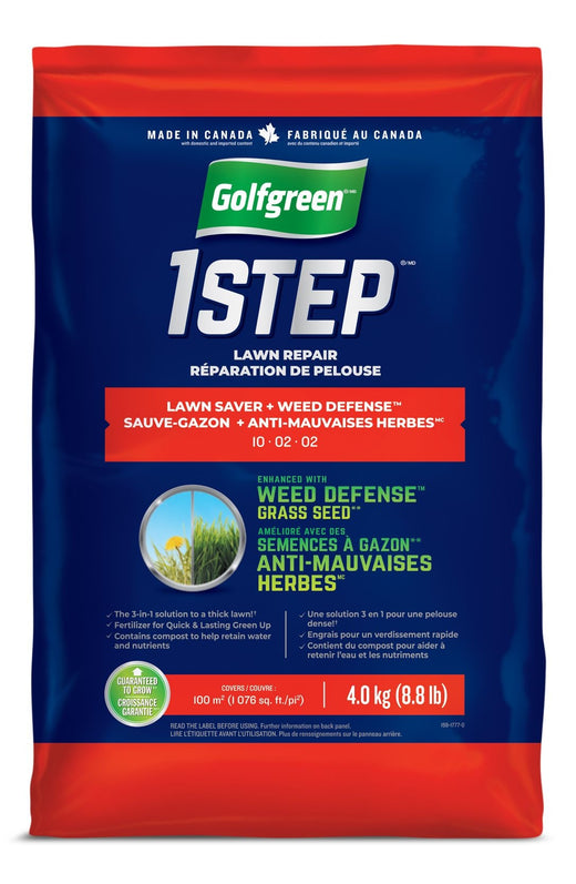 Golfgreen 1-Step Lawn Saver + Weed Defense 10-02-02 Grass Seed, 4-kg