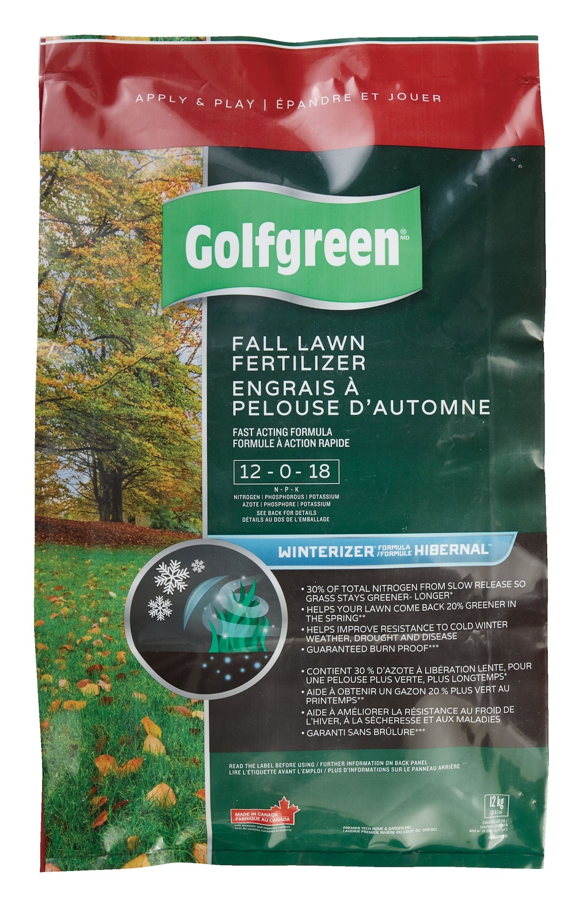 Golfgreen Fall Lawn Fertilizer, 12-0-18, 12-kg