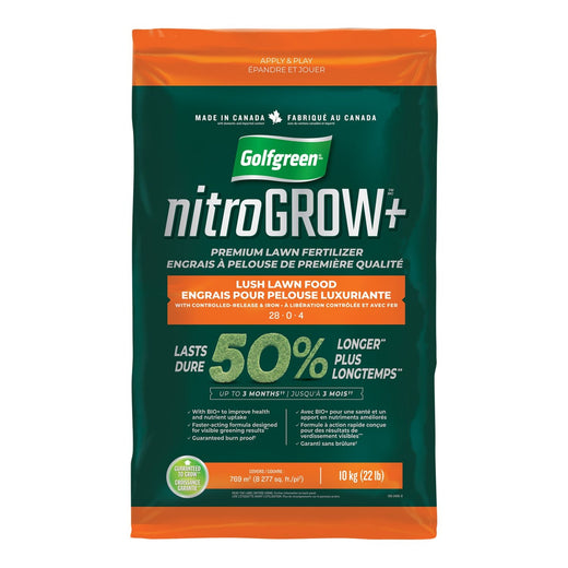 Golfgreen Nitrogrow+ Premium Nitrogen Enriched Lush Lawn Fertilizer, 28-0-4, 10kg