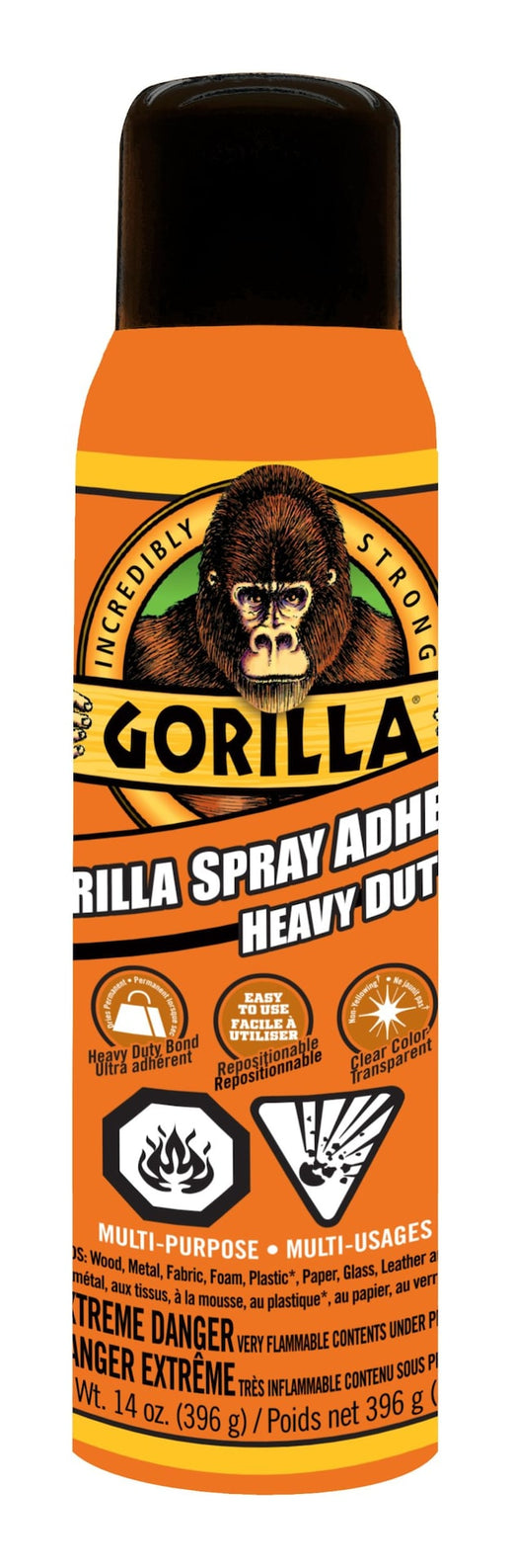 Gorilla Glue Spray Adhesive, Heavy-Duty, Weather-Resistant, Indoor/Outdoor, Clear, 1.4-oz