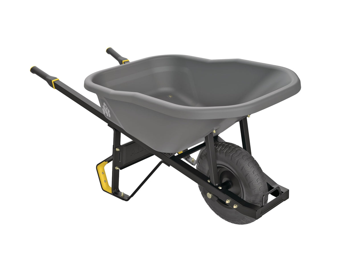 Gorilla Pro Grade Heavy Duty Poly Tub Wheelbarrow, Poly/Plastic Tray, 6-cu-ft