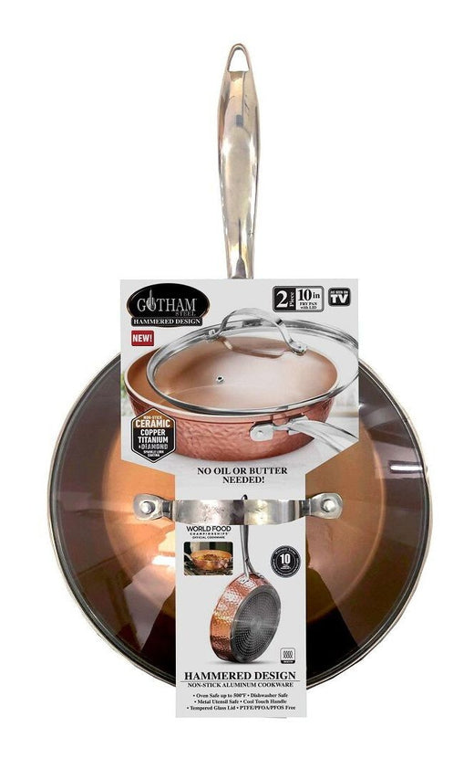 Gotham Steel As Seen On TV Hammered Diamond Pan with Lid, 10-in