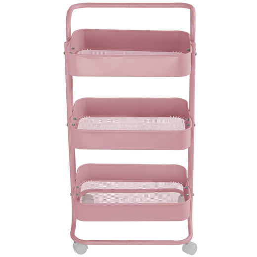 Gracious Living Three-Tier Utility Cart, Pink