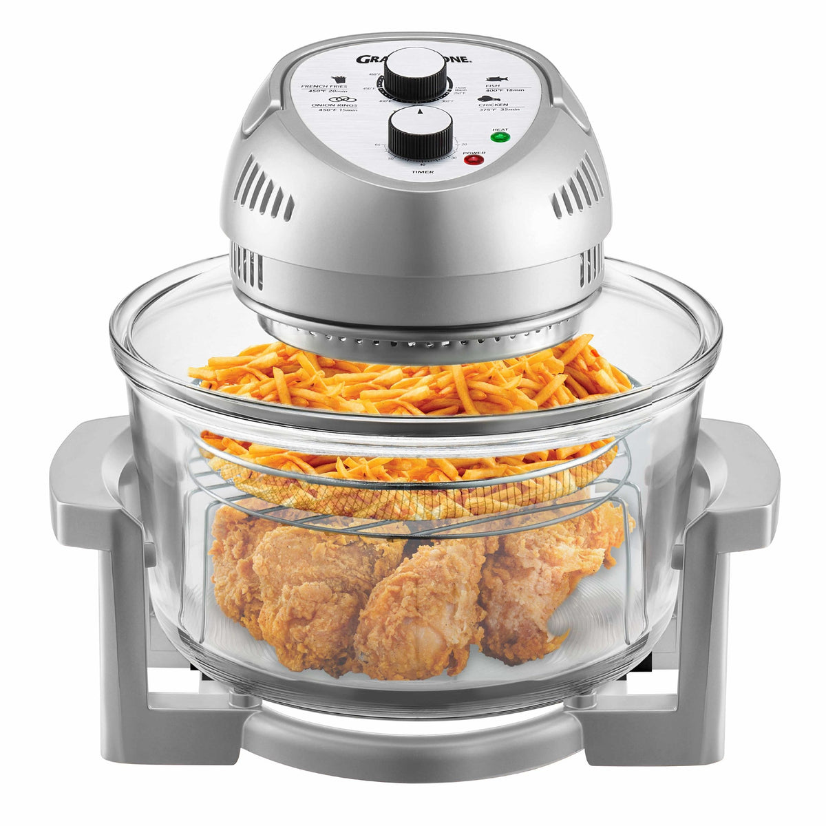 Granitestone Glass Air Fryer, Silver