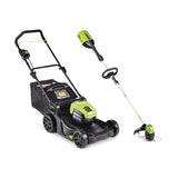 Greenworks 2-in-1 60V 4Ah Battery, Cordless Push Lawn Mower + String Trimmer, 17-in + 13-in image 2