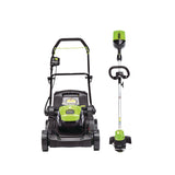 Greenworks 2-in-1 60V 4Ah Battery, Cordless Push Lawn Mower + String Trimmer, 17-in + 13-in image 4