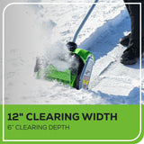Greenworks 40V Cordless Snow Shovel, 12-in (Tool Only) image 5