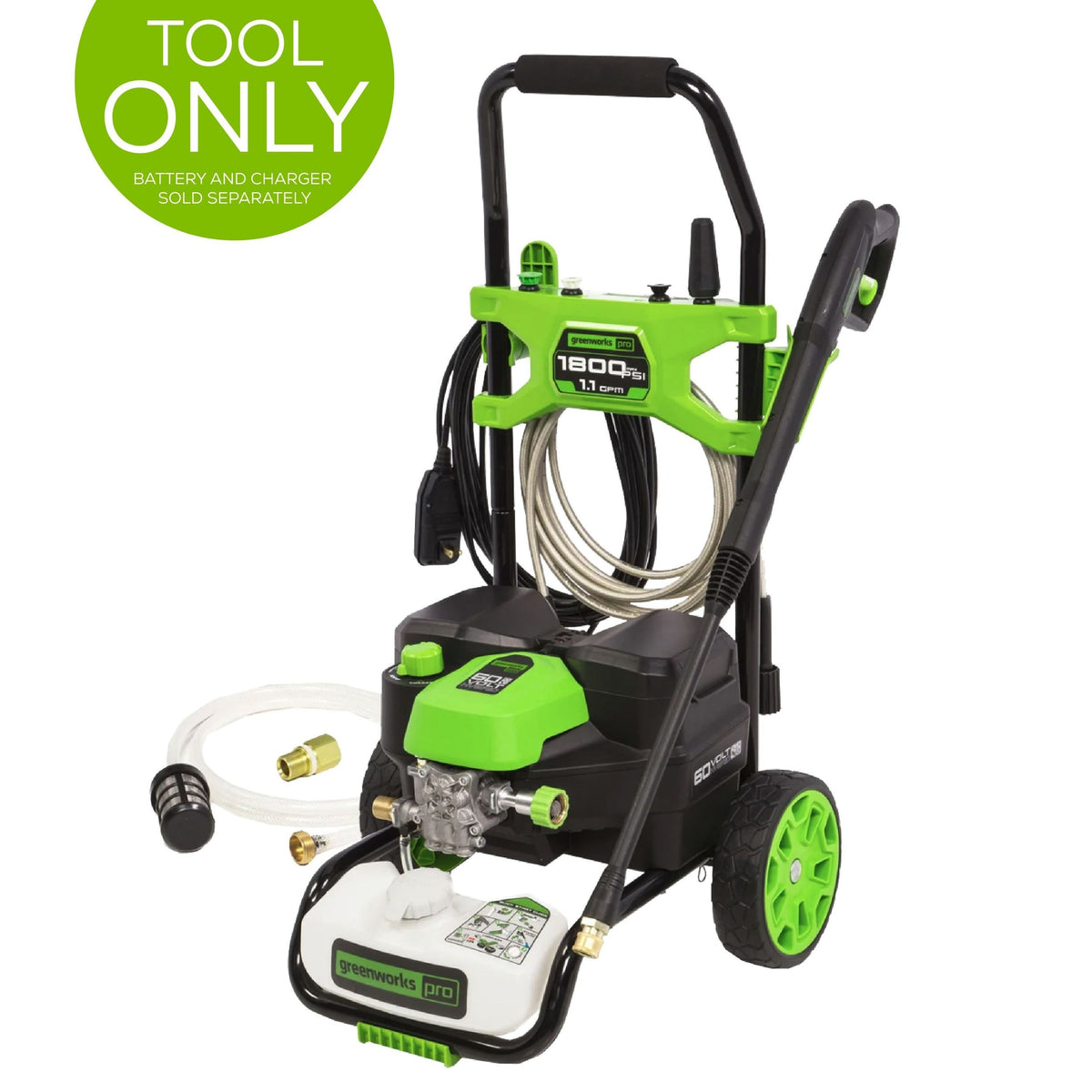 Greenworks 60V 1800PSI 1.2GPM Hybrid AC/DC Pressure Washer, Tool Only