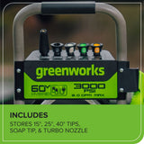 Greenworks 60V 3000PSI 2.0GPM Hybrid AC/DC Pressure Washer, Tool Only image 5