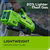 Greenworks 60V 630CFM 170MPH Leaf Blower 2.5Ah Battery 3A Charger image 3