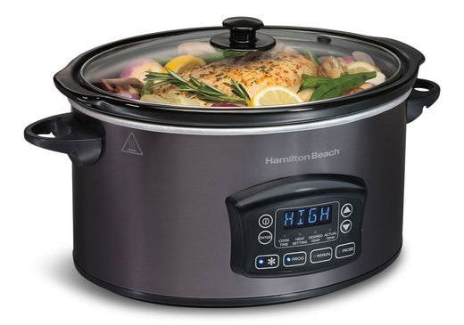 Hamilton Beach Programmable Defrost Slow Cooker, Black, 6-qt