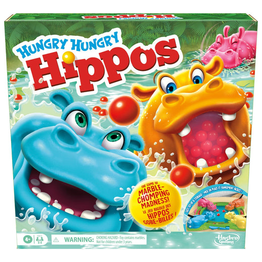 Hasbro Hungry Hungry Hippos Classic Family Board Game, Bilingual, Ages 4+