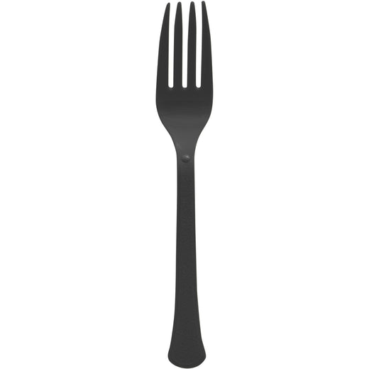 Heavy-Duty Plastic Solid Colour Reusable Forks, Various Colours, 50-pk