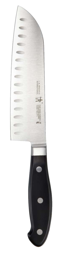 Henckels Stainless Steel Fine Edge Forged Santoku Knife, Ergonomic Grip, 7-in