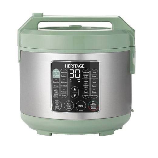Heritage Digital Programmable Rice & Grain Cooker with 13 Pre-Set Cooking Functions, Includes Steamer, 16-Cups