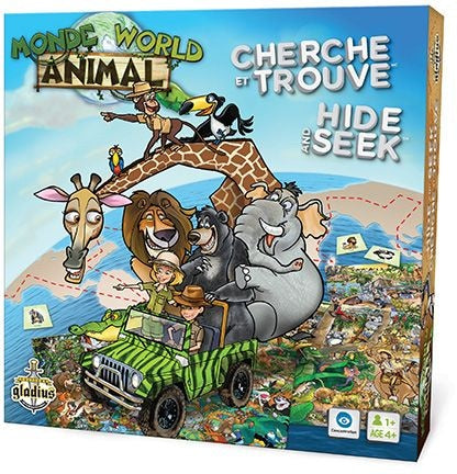 Hide and Seek Animal World Family Board Game, Bilingual, Ages 4+