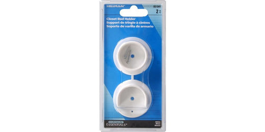 Hillman Closet Rod Holder, Mounting Hardware Included, White, 2-pc