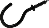 Hillman Mug Cup Hook, Half Hook Half Screw, Black, 7/8-in, 8-pk