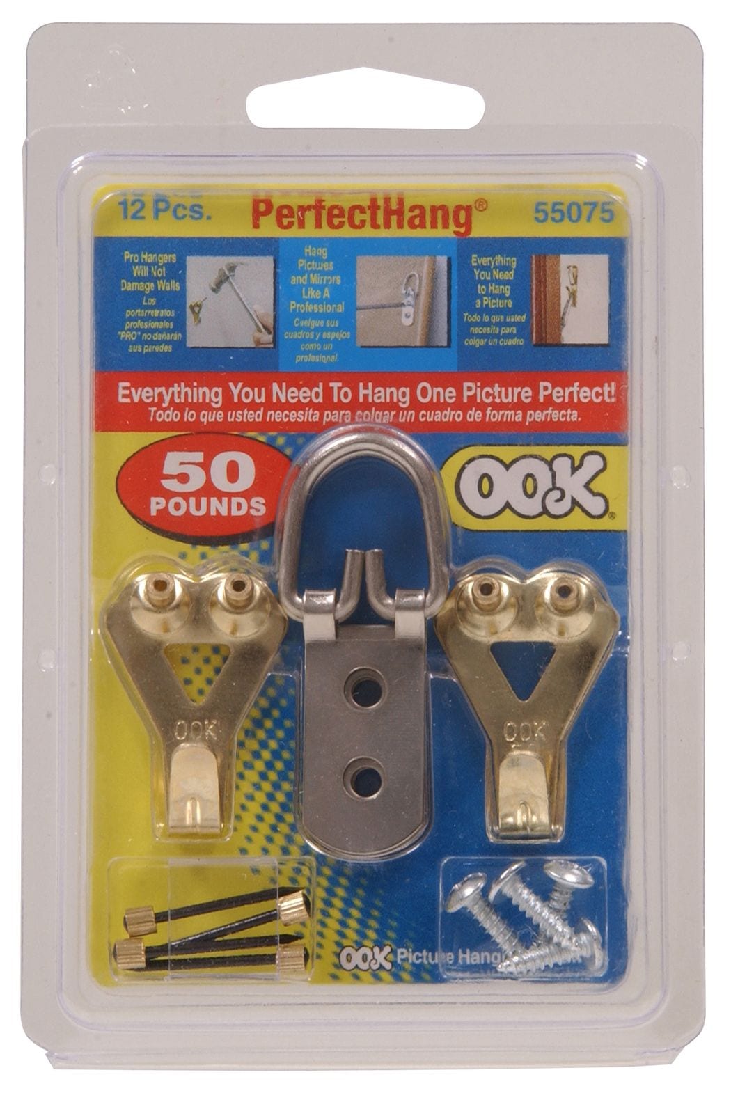 Hillman Perfect Hanging Kit, For Plaster and DrywAll, 50-lb Capacity, 12-pk