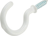Hillman Steel Vinyl Mug Cup Hooks, Screw-In, White, 1-1/4in, 3-pk