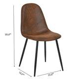 Homycasa Mid-Century Dining Chairs, Brown Suede, 4-pk image 8