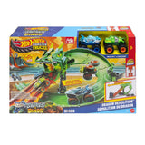 Hot Wheels Sharks vs. Dinos Dragon Destruction Playset with 2 1:64 Hot Wheels Monster Trucks image 3