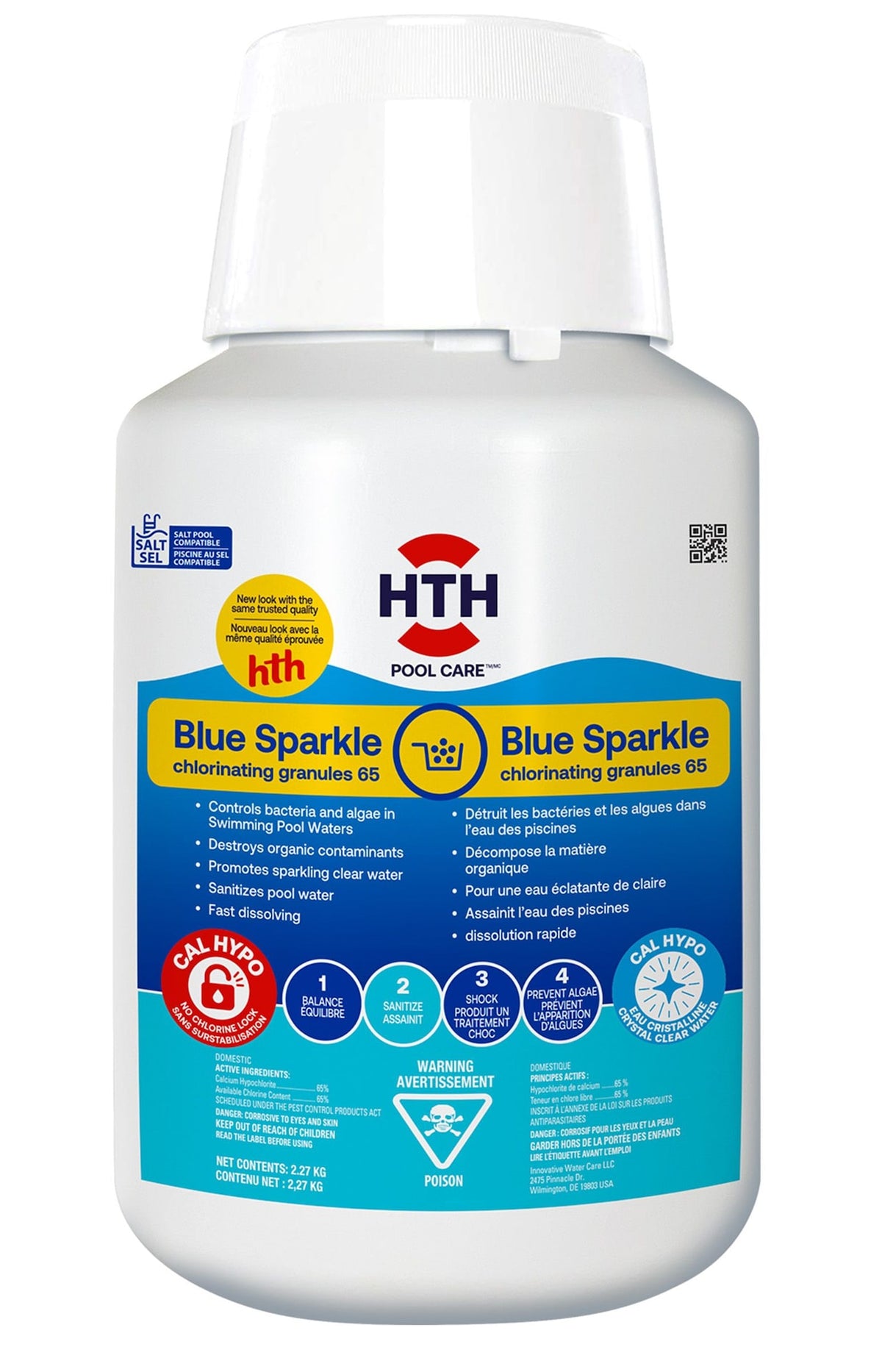 HTH Blue Sparkle 65%, Granular Pool Chlorine, 2.27-kg
