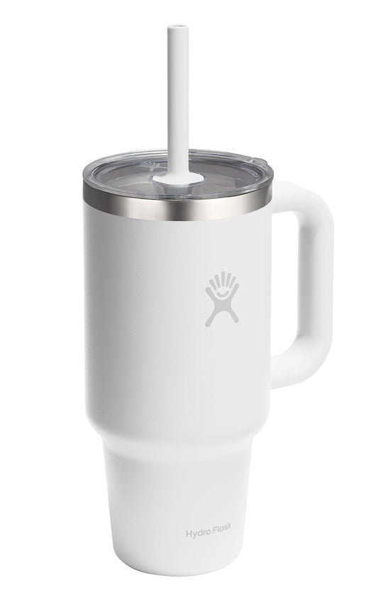 Hydro Flask Stainless Steel Insulated Travel Tumbler with Clear Lid, White, 32-oz