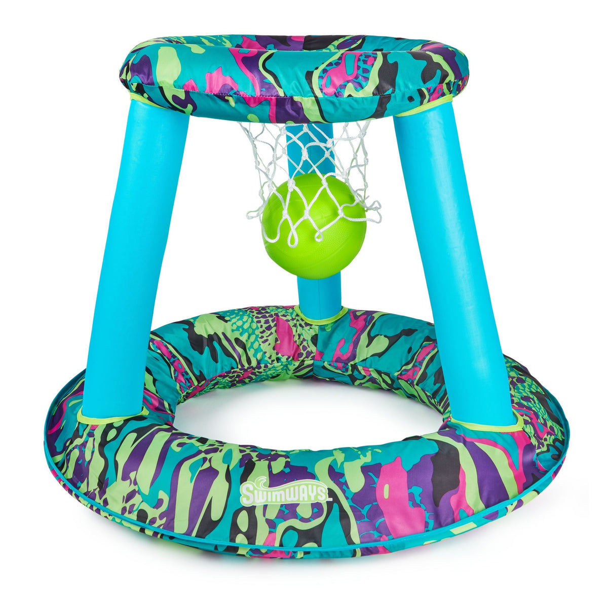 Inflatable Pool Basketball Set, Blue/Green/Black, 3-pk, Ages 13+, for Beach/Pool Fun Activities